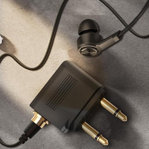 Miniatura 6 de Adaptador de auriculares de avión, adaptador de auriculares de vuelo de 0.138 in, conector de auriculares dual chapado en oro, dos conectores de