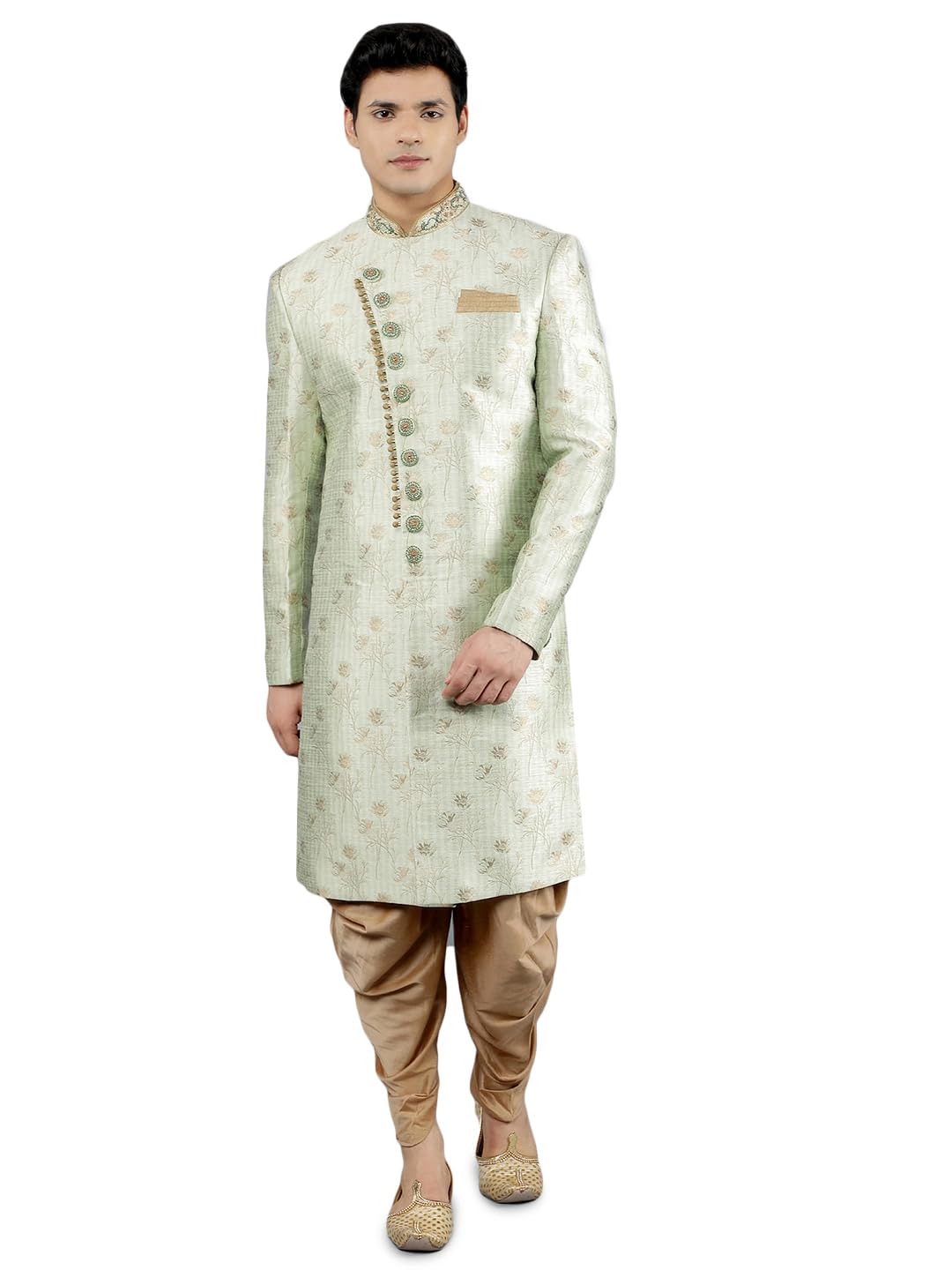 manish creations Men's Floral Woven Design Ethnic Sherwani Set-picture-44