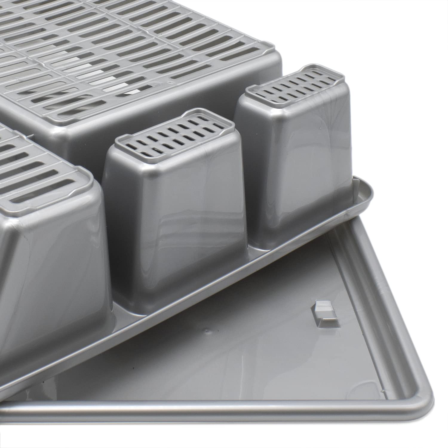 CABLEPELADO Escurreplato de plastico, Escurridor de Platos, Escurridor Fregadero 2 módulos, con Bandeja Anti-Goteo, Plástico, 49 cm de Ancho x 39 cm de Fondo x 10 cm de Altura, Gris