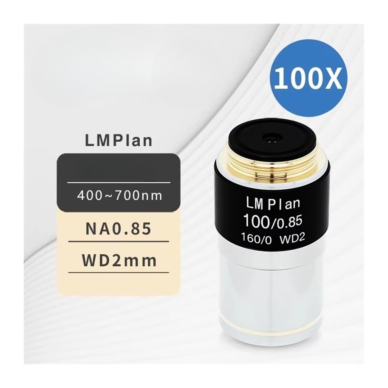 Microscope Objective, Lente metalúrgica finita semiapo LMPlan