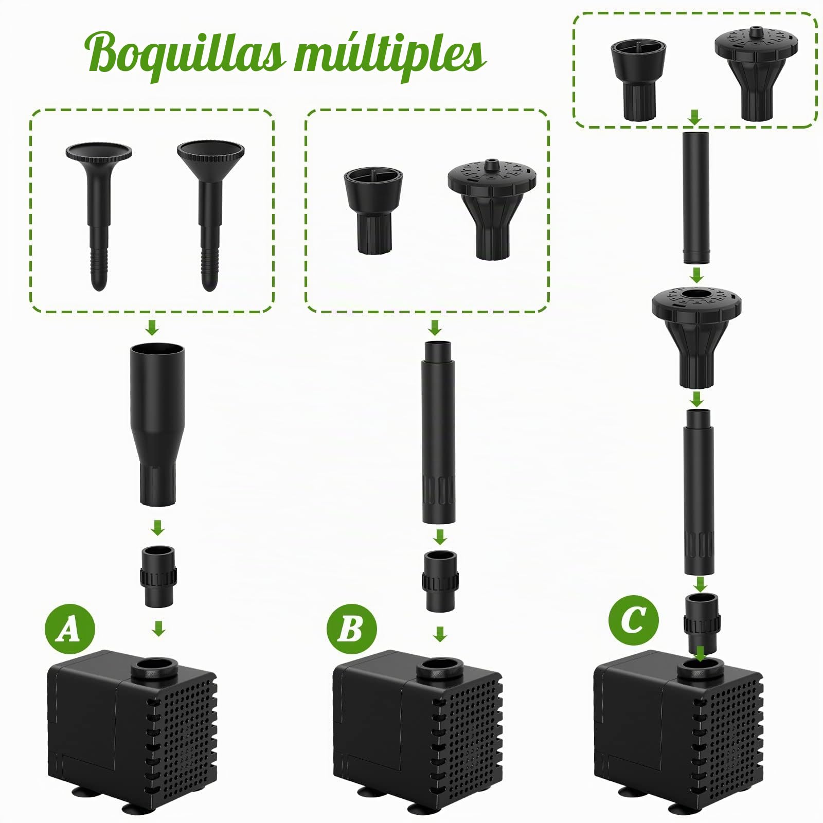 AMZtime Bomba Solar Plegable 20 W, Fuente para Estanque | Caudal Ajustable, para Jardín, Estanque y Proyectos DIY, Fuente Solar para Exteriores