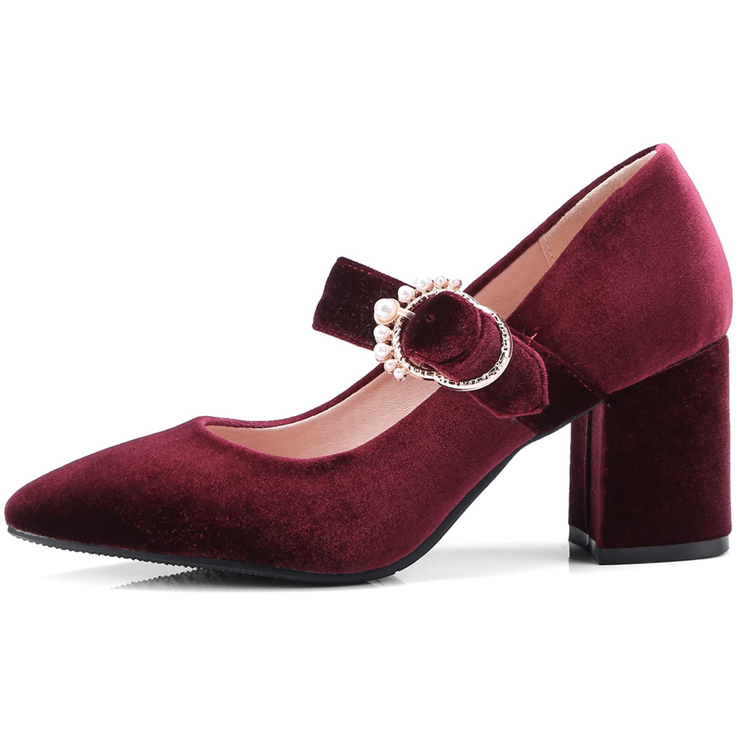 LEHOOR Women Chunky Heel Closed Pointed Toe 