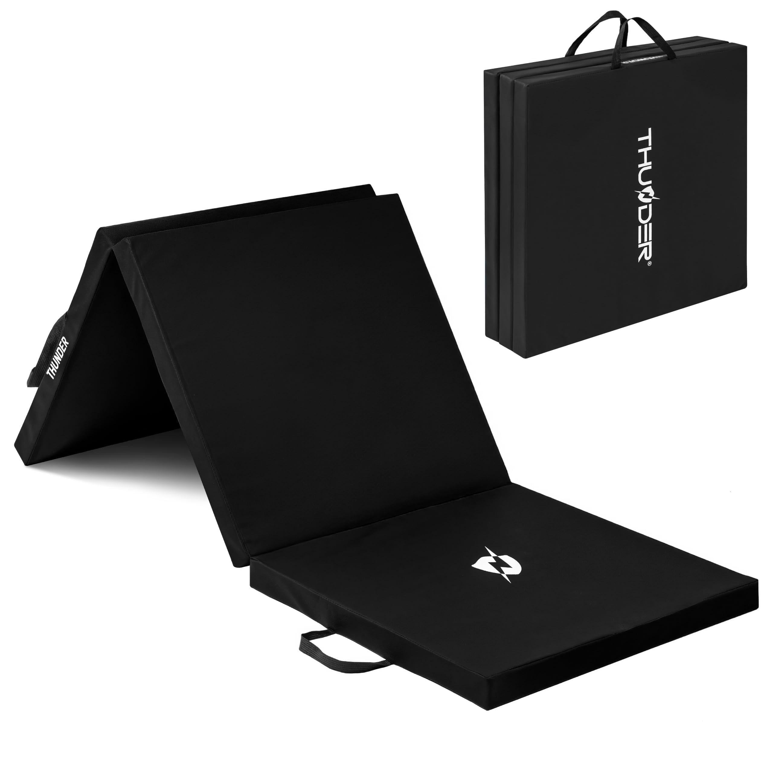 THUNDER Colchoneta de Gimnasia Plegable 180x60x4/5 cm y 195x100x5 cm – Antideslizante, con Asas – para Artes Marciales y Fitness en Casa