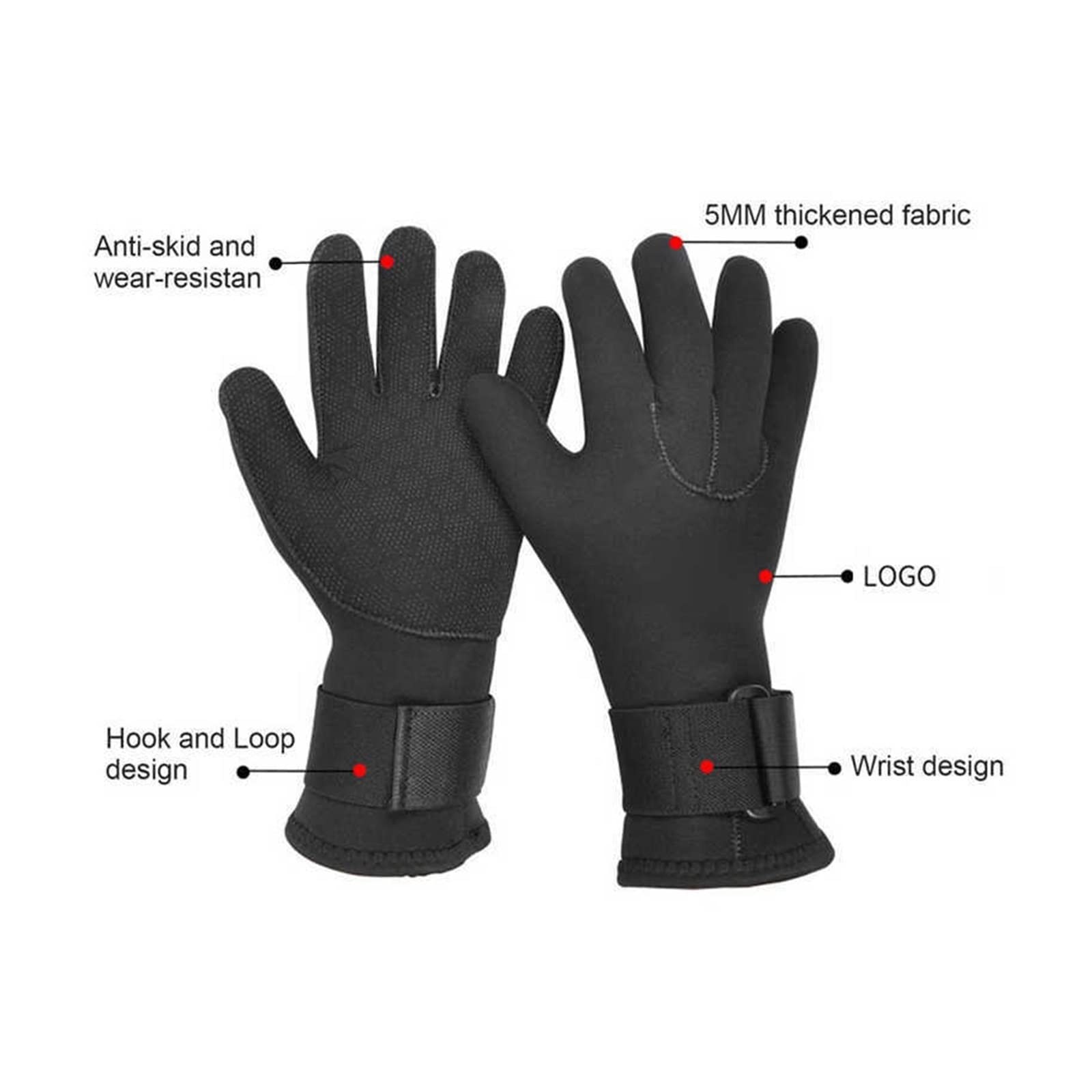 Guanti Da Immersione Guanti da immersione Guanti in neoprene addensato antiscivolo da 5 mm Guanti da immersione resistenti all'usura caldi for sport acquatici all'aperto Ampia Gamma Di Applicazioni(XL