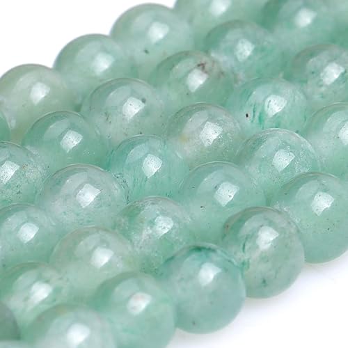 Miniatura 2 de JOE FOREMAN Cuentas sueltas semipreciosas redondas de jade de aventurina verde de 0.079 in con agujero grande de 0.236 in para hacer joyas, hebras