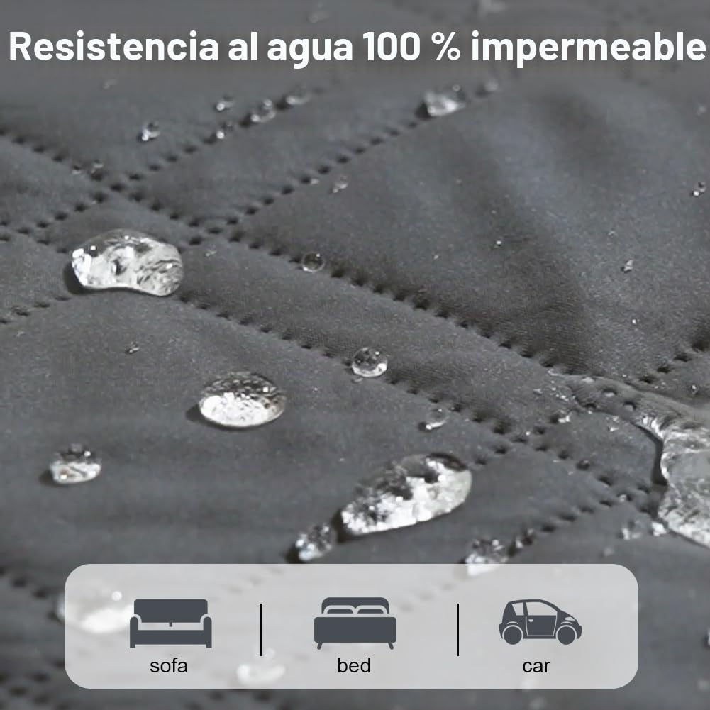 DUJUIKE Funda para sofá 100% Impermeable para Perros, Funda para Cama de Perro, Protector de Muebles de café para niños, Perro, Gato (Gris, 76-180cm(1 Pack))