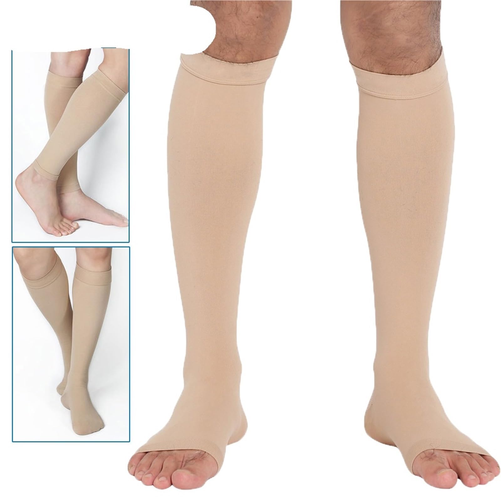 1 Paar Wadenstrumpf Elastische Socken Unterstützung Müdigkeit Linderung for Männer Frauen Gebrauch: Für Radsport, Basketball und Langstrecke(Type2-Beige,4XL)