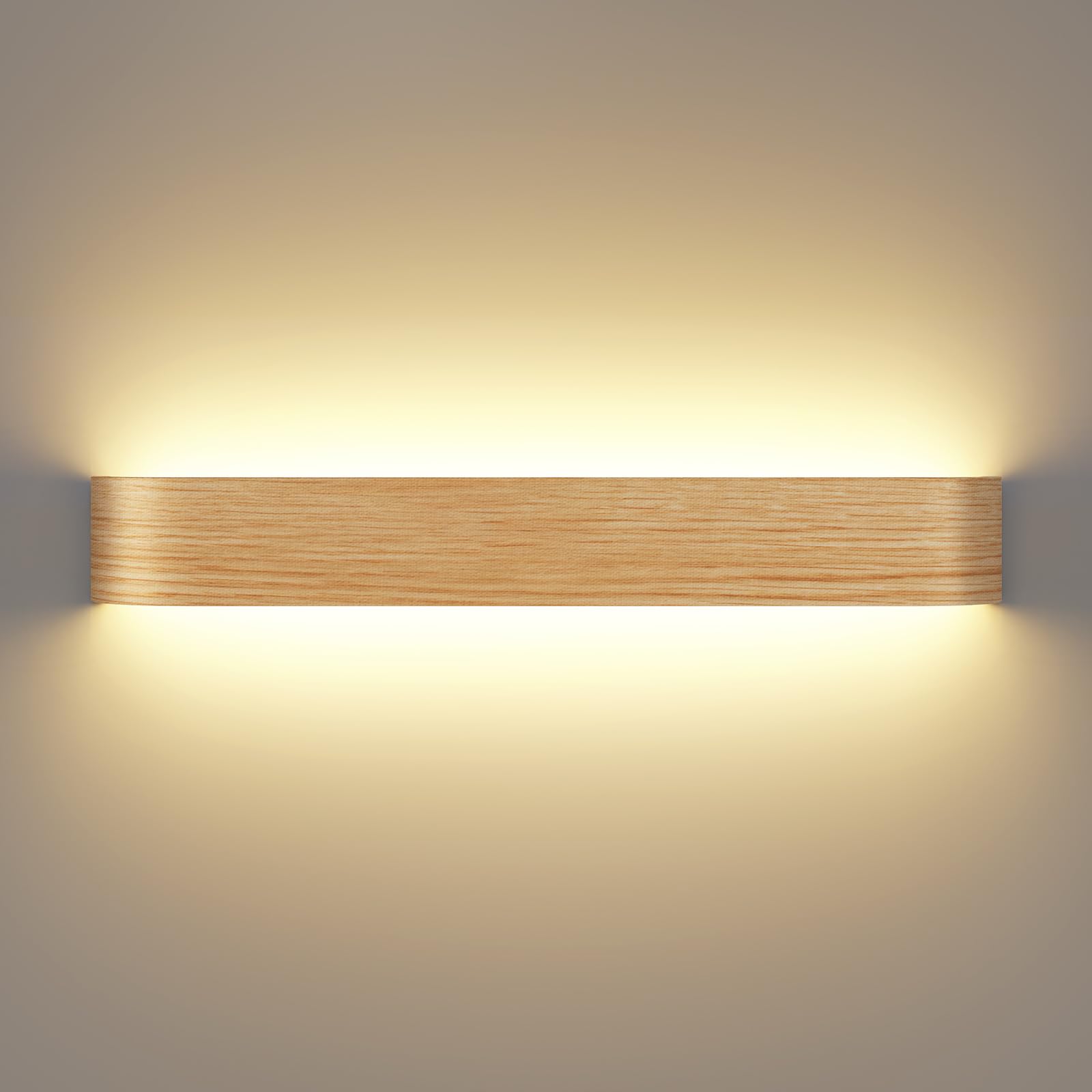 OOWOLF Indoor Led Wall Lights - 1 Pack 3000K/4500K/6000K Adjustable Color Temperature Wall Lights for Bedroom Living Room Kitchen Dining Room (Wood Grain-22.8 Inch, 1 Pack)