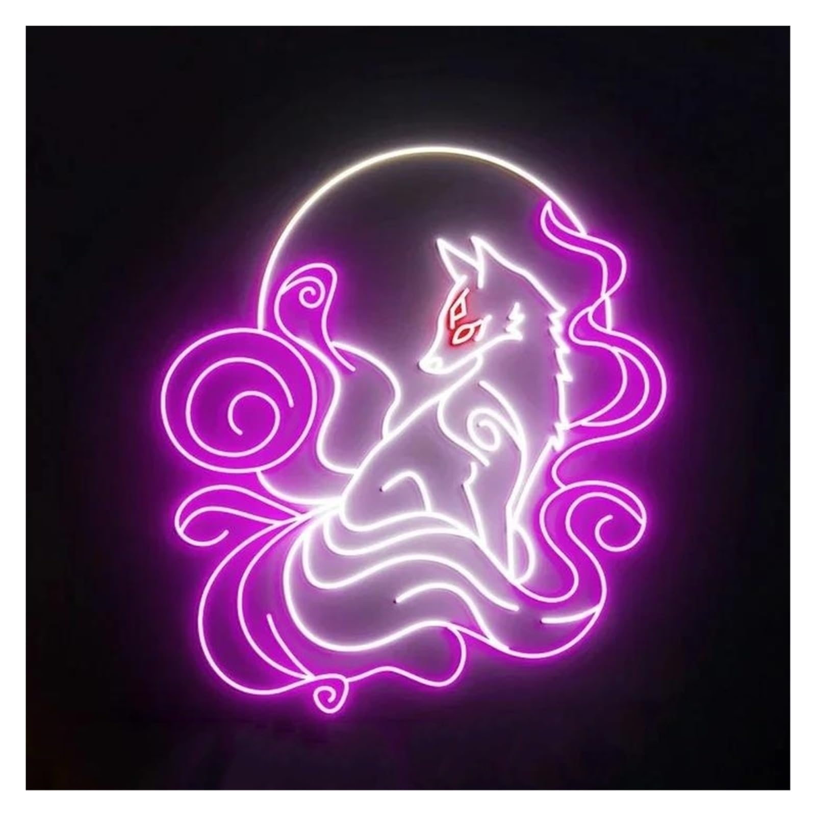 Lemst C Signs Lamp Nine Tailed Fox Neon Sign Light Dimmable Usb Powered For Party Kids Bedroom Banquets Bar Fox Wall Art Decor 40Cmx36cm(C)