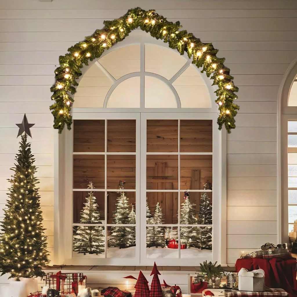 Guirnalda de Navidad LED de 5 m, 450 ramas con 75 ledes de color blanco cálido, 8 efectos de luz, para interior, exterior, puerta, ventana, decoración de pared, puerto USB para jardín, casa