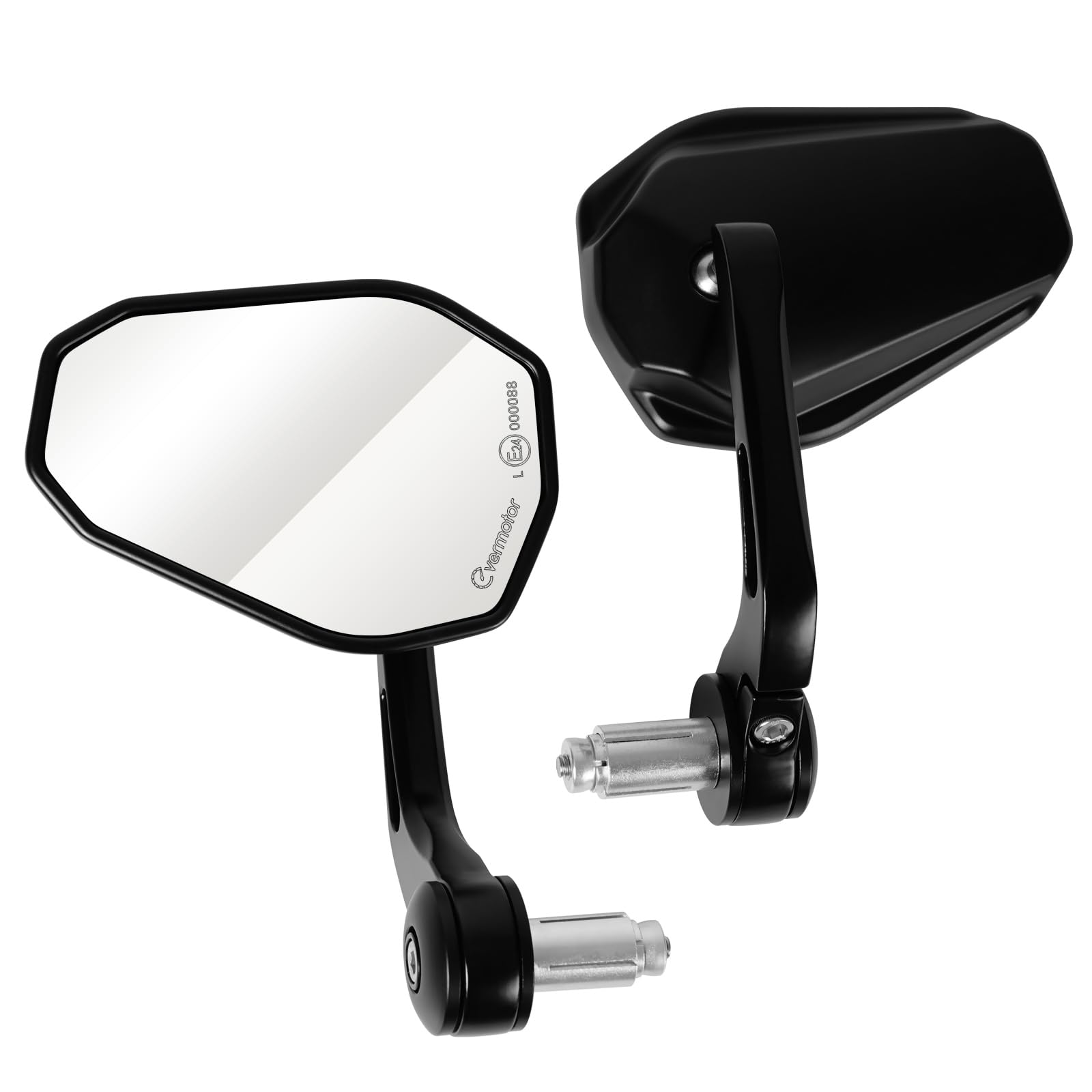 evermotor Universal Motorradspiegel, E24 Motorrad Rückspiegel, Lenkerendenspiegel, für Quad Roller ATV Moped Scooter, 2 Stück