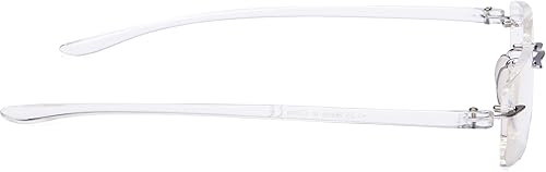 Miniatura 7 de Reducblu Lentes de lectura ligeros sin montura para mujeres y hombres, lectores rectangulares sin marco con brazo transparente +1.50