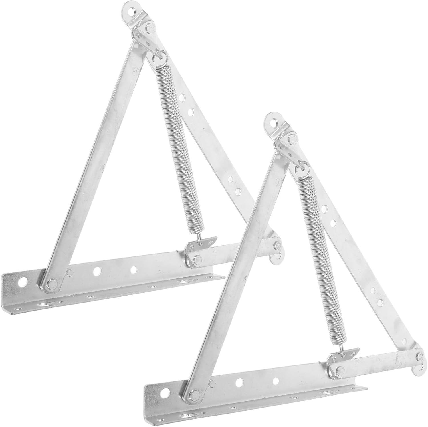 2pcs Thickened White Zinc Metal Spring Hinge for Sofa Bed Lifting Mechanism Triangular Folding Furniture Hinge with Spring Support for Bed Frame Storage and Folding Sofa Base