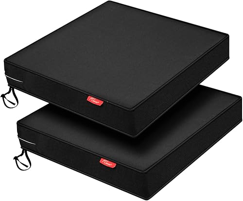 Pcinfuns Juego de 2 cojines para silla de patio de 24 x 24 pulgadas, cojines de asiento para muebles de patio, jardín, sofá y silla con correas