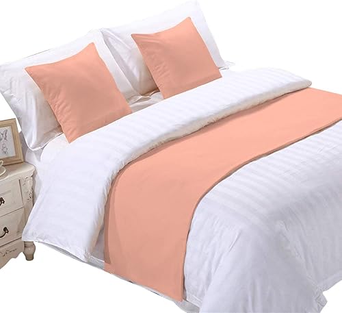 Miniatura 10 de Camino de cama de algodón egipcio de 800 hilos, bufanda decorativa de cama de 1 pieza y 2 fundas de cojín a juego tamaño King borgoña sólido