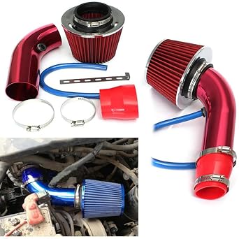Cold Air Intake Pipe, 76mm Universal PerCompatible withmance Car Cold Air Intake Turbo Filter Aluminum Automotive Air Filter Induction Flow Hose Pipe Kit