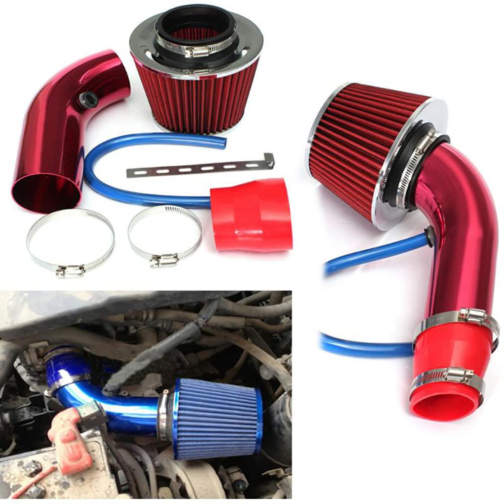 Tubo di aspirazione dell'aria fredda, 76 mm universale compatibile con il filtro turbo di aspirazione dell'aria fredda dell'auto Filtro dell'aria in alluminio di flusso di induzione