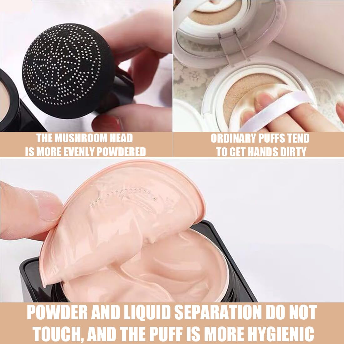 CC Cream Air Cushion Foundation, podkład i gąbka, Mushroom Head Air Cushion CC, krem nawilżający BB, krem rozjaśniający (naturalny)