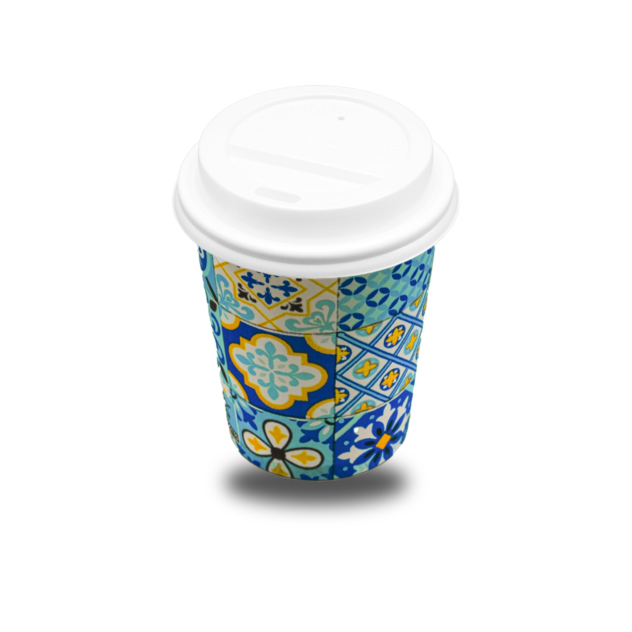 500 Bicchieri Mezzo Cappuccino/Caffè Carta Colorati con Tappo con Foro 210 ml – Biodegradabili e Compostabili – Usa e Getta con Grafiche Miste – Per Casa, Ufficio, Asporto, Bevande Calde SENZA TAPPO