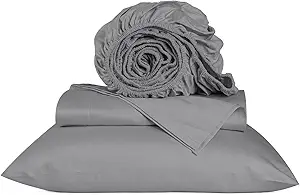 URBANHUT 800 Thread Count Egyptian Cotton Sheets Twin Size, Long Staple Sheets Set for Twin Size Bedding, 3 Pc Bed Sheet Sets, Luxury Hotel Sateen Sheets Fits 16" Deep Pocket - Dark Grey