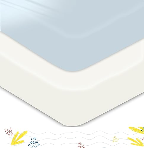 Threadmill Sábanas orgánicas para cuna de bebé para niños y niñas, sábana bajera ajustable 100% algodón orgánico para colchón de cuna estándar