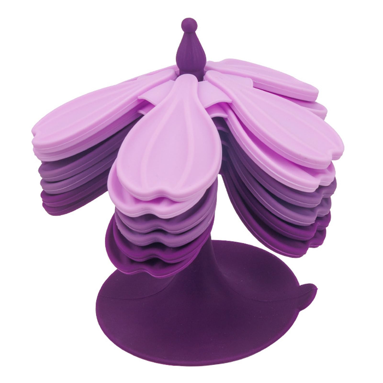 Silicone Trivet Set, Flower-Shaped Foldable Pads with Center Stand for Daily Tabletop Heat Care on Kitchen Counters Silicone Trivet Set Flower Folding Table Pad Countertop Guard Cup Mat Heat Cookware