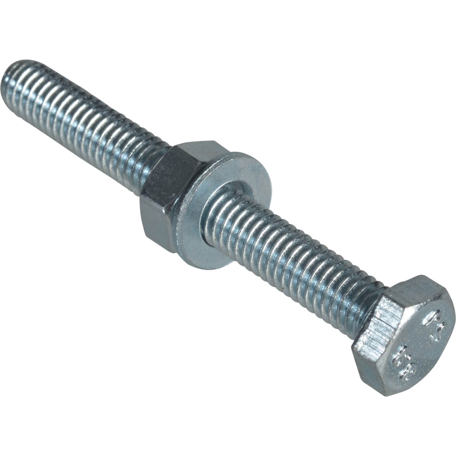 Forgefix Silver Forgepack High Tensile Set Screws W/Nuts & Washers | M6 X 50Mm | Zinc Plated | Pack 6