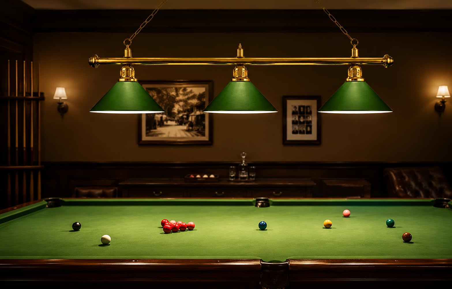 Billard Lampe Laiton Vert ? 3 ampoules
