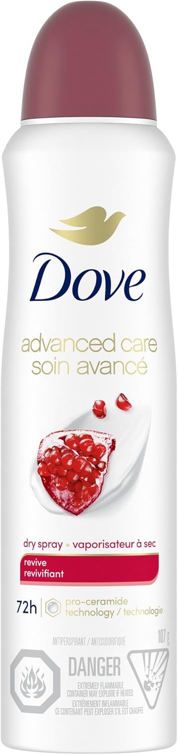 Dove Advanced Care Dry Spray Antiperspirant for Women, Revive for 48 Hour Protection And Soft And Comfortable Underarms, 107g