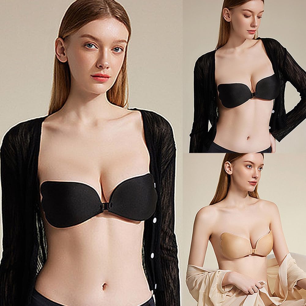 Sticky Bra Push Up Adhesive Invisible Backless Strapless Stick on Lift Bra 2 Pairs Resuable with Nipple Covers - Image 6