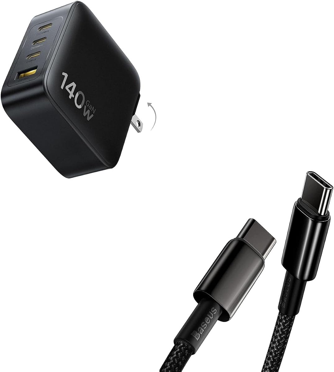 USB C Cable, 100W PD 5A QC 4.0 Fast Charging USBC to USBC Cable, Zinc Alloy Nylon Braided Type C Charger Cord PD3.1 140W USB C Charger, PPS Fast Charger Type C, Fast Charging Block