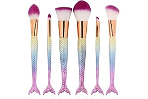 6 Pieces Mermaid Makeup Brush Set for Flawless Looks