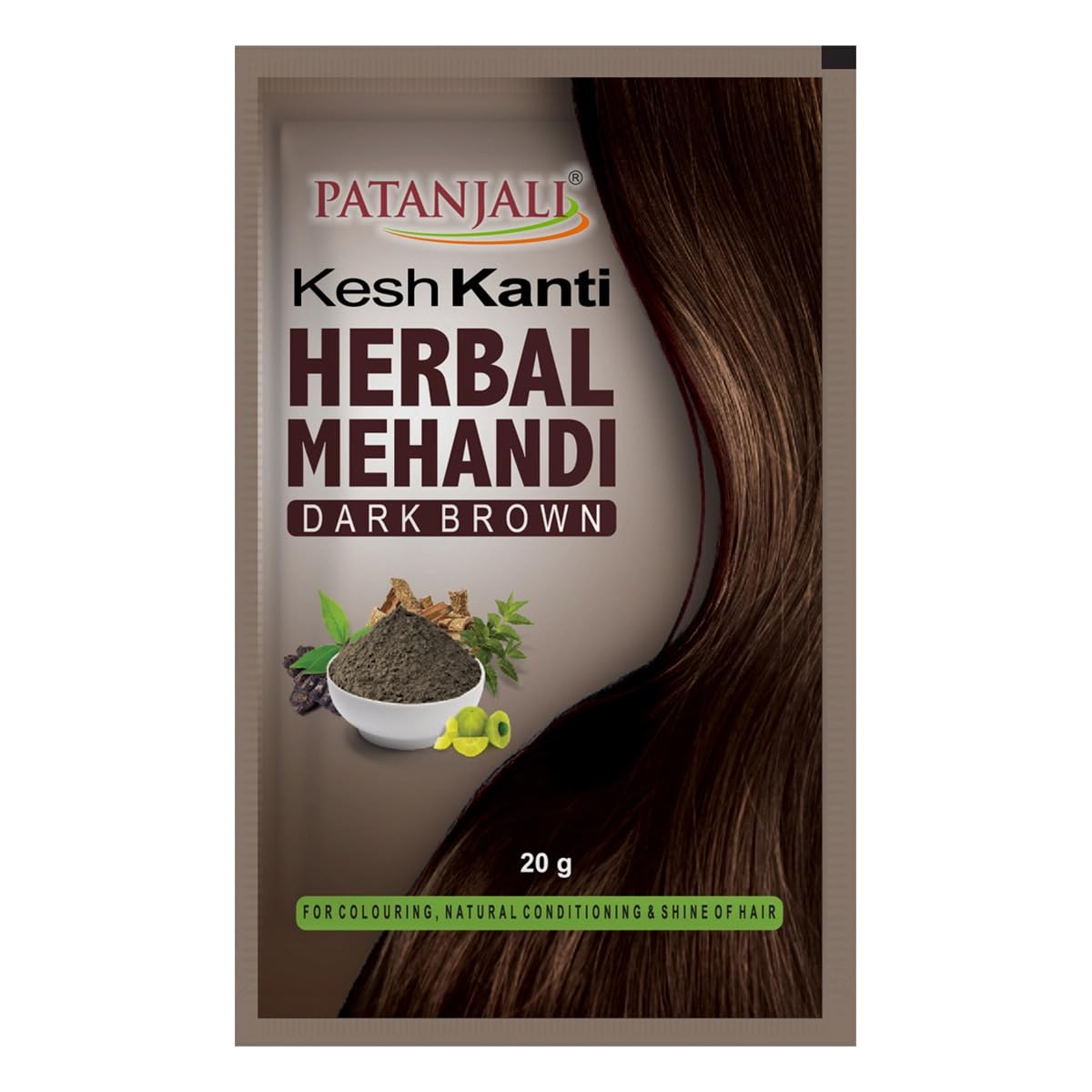 Patanjali Kesh Kanti Herbal Mehandi DARK BROWN Pack of 10, 20g-picture-28