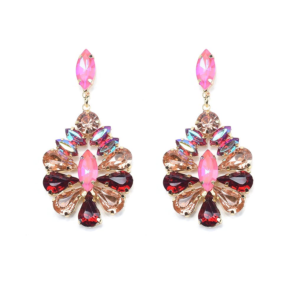 Boucles d'oreilles en diamant pleine fleur et strass multicouches de luxe