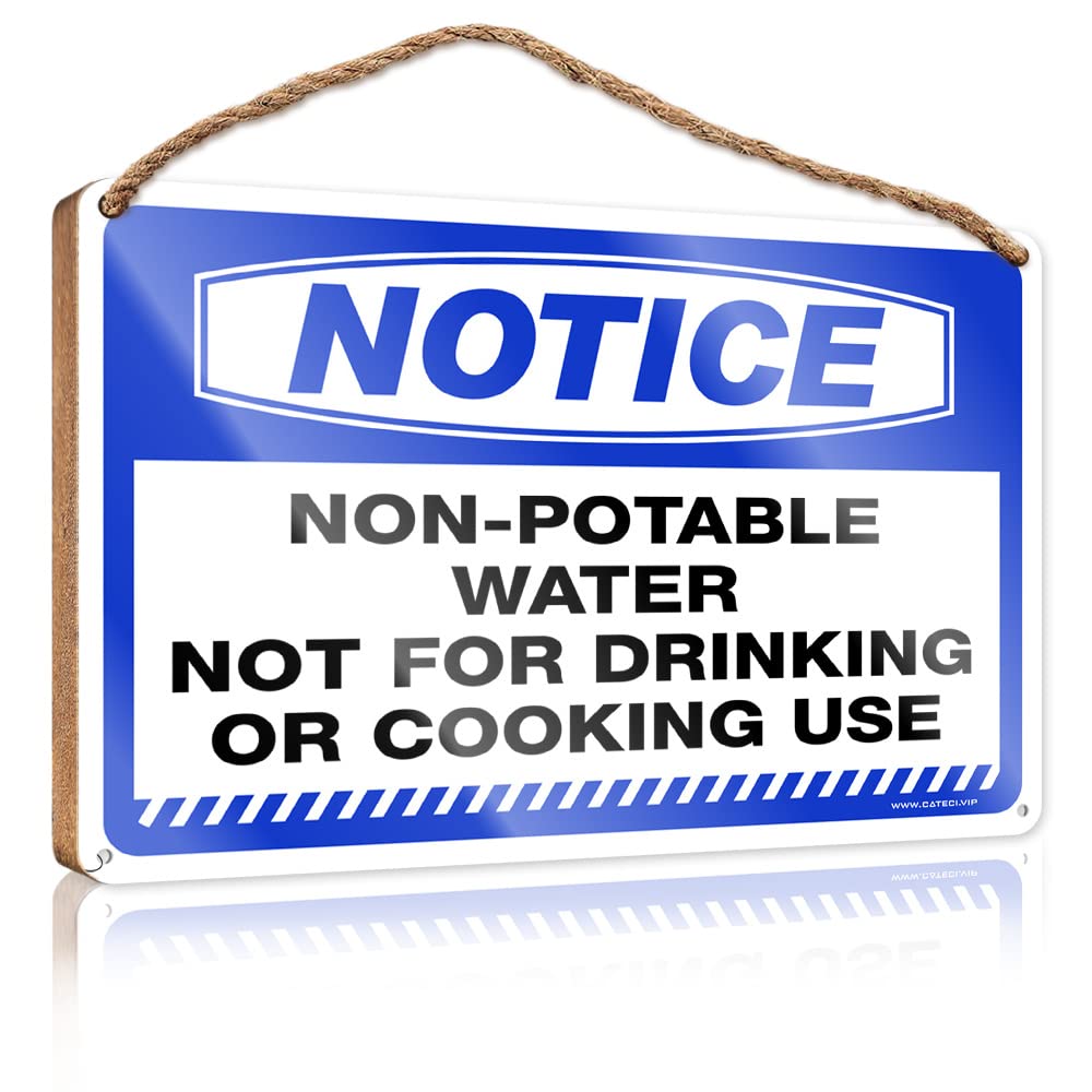 DTHA Hanging Decor Wood Notice Non-Potable Water - Not For Drinking Or Cooking Use Wooden Sign Vintage Decor Room Decor For Men(15X28CM)