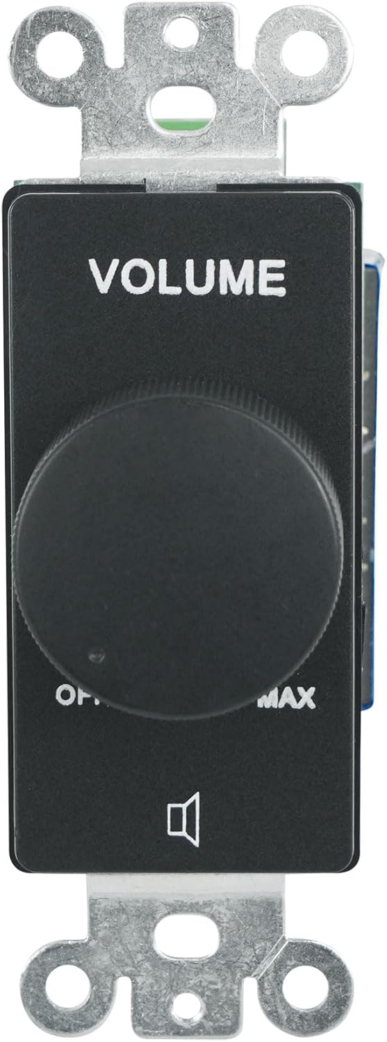 Rockville VOL70200 Pair of Black 200-Watt 70V Wall Volume Control Zone Controller Boxes, Single Gang Compact Design, 2-Piece