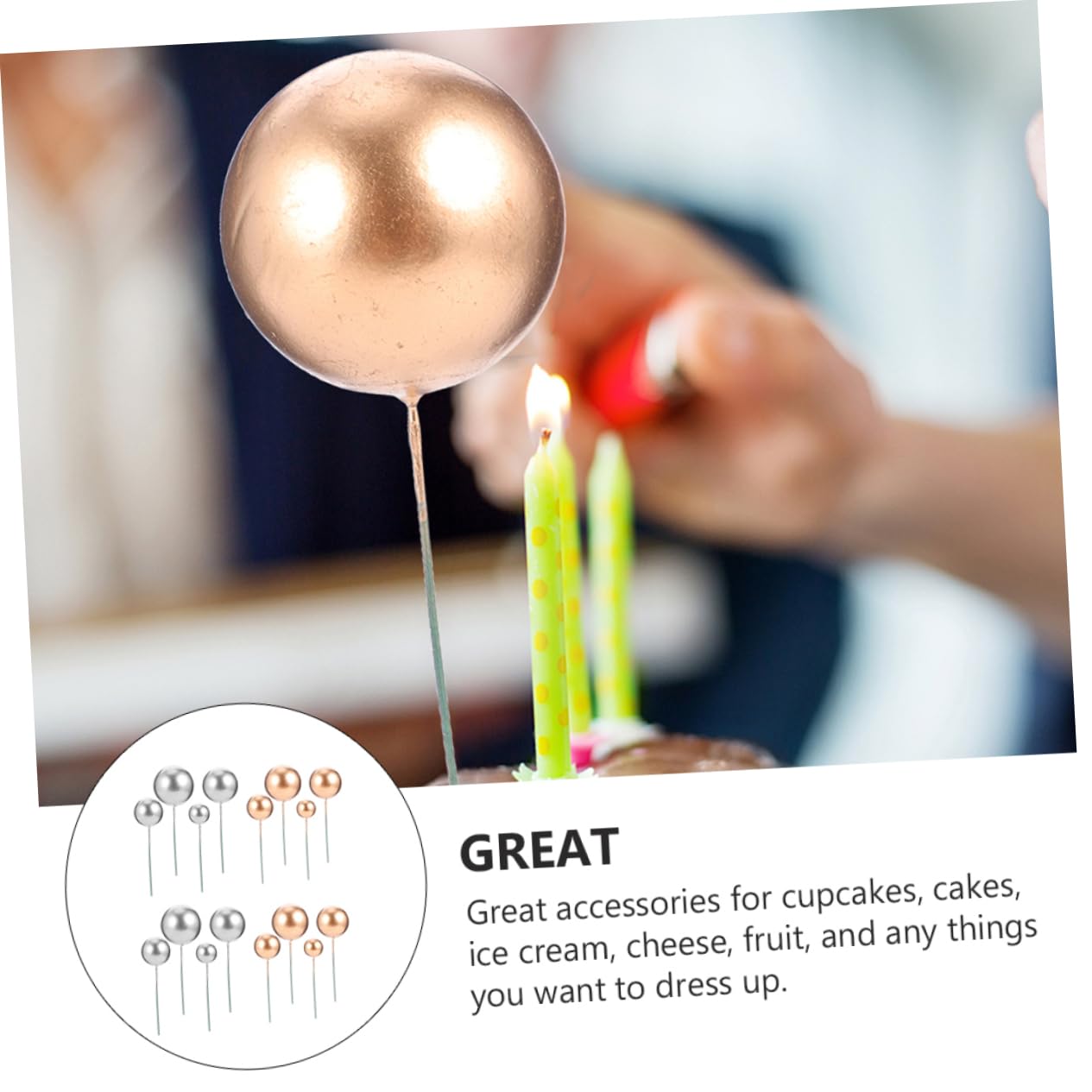 Zerodeko 120pièces Boules Décoratives pour Gâteau Et Décorations De Gâteau Élégantes pour Anniversaires Et Mariages