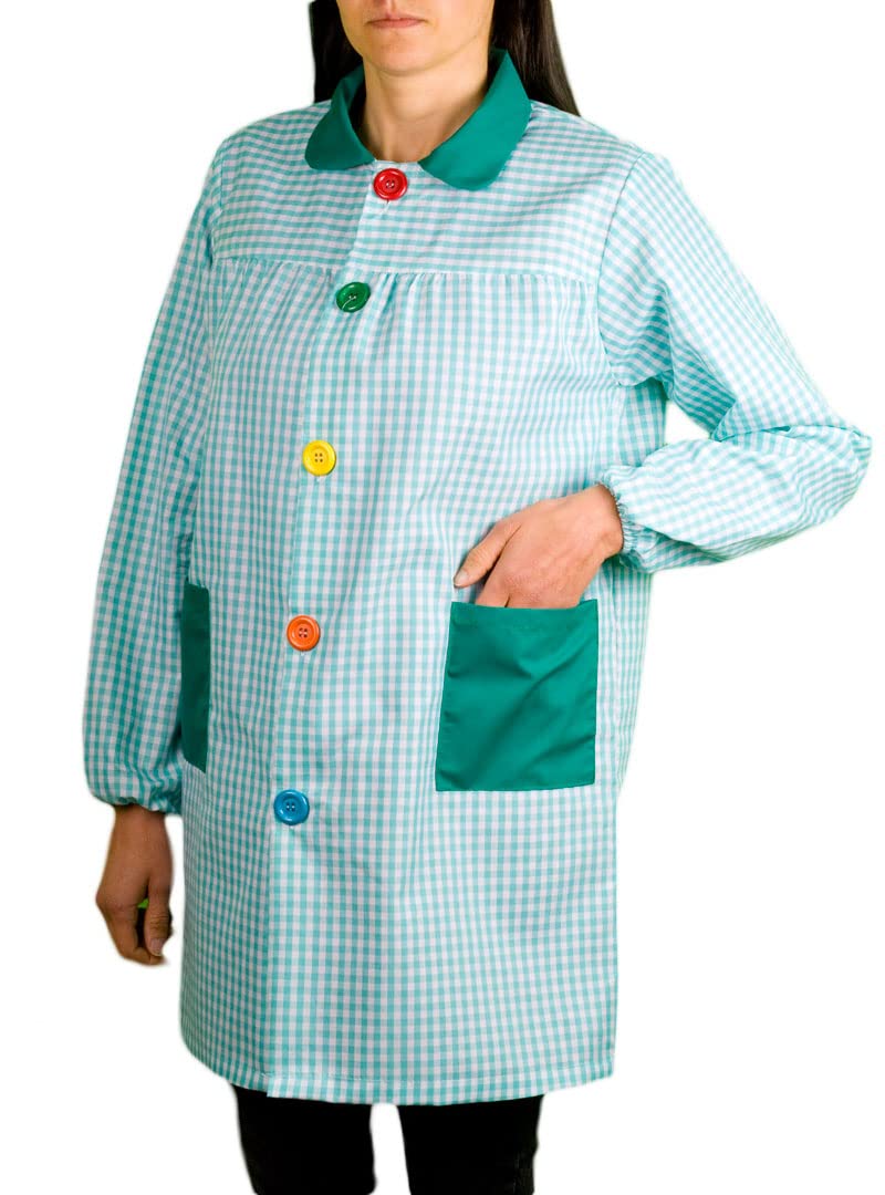 KLOTTZ 901C - BABI PROFESORA CUADROS BATA ESCOLAR UNISEX mujer color: VERDE AGUA talla: S/M