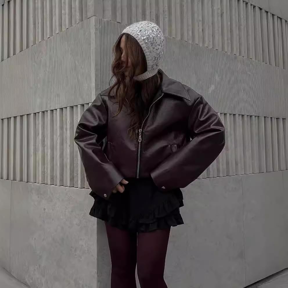 NIFTRIRY Women Leather Jackets Oversized Faux Motorcycle Jacket Coat Fall Outfits Fashion Clothes 20253