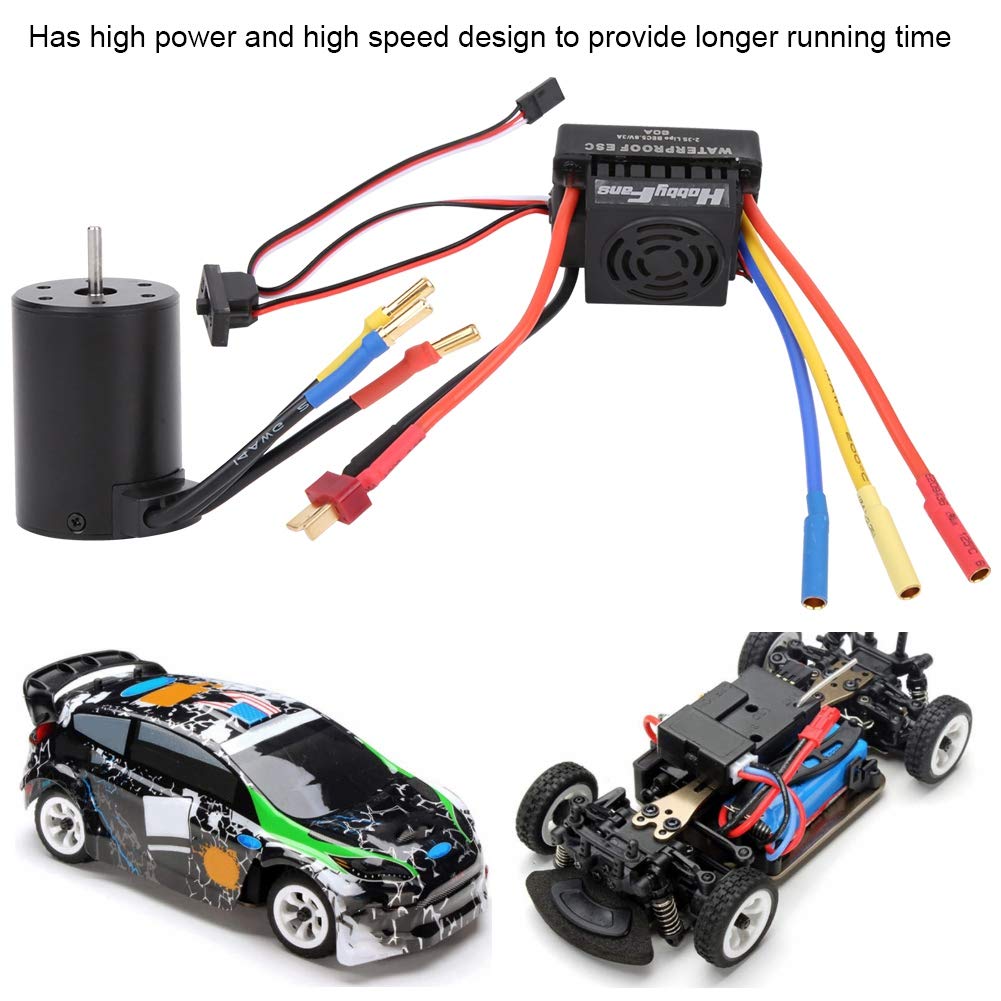 Keenso 3650 3900 KV Samochodowy bezszczotkowy silnik bezczujnikowy, wodoodporny zestaw ESC 60 A do ciężarówki 1/10 RC