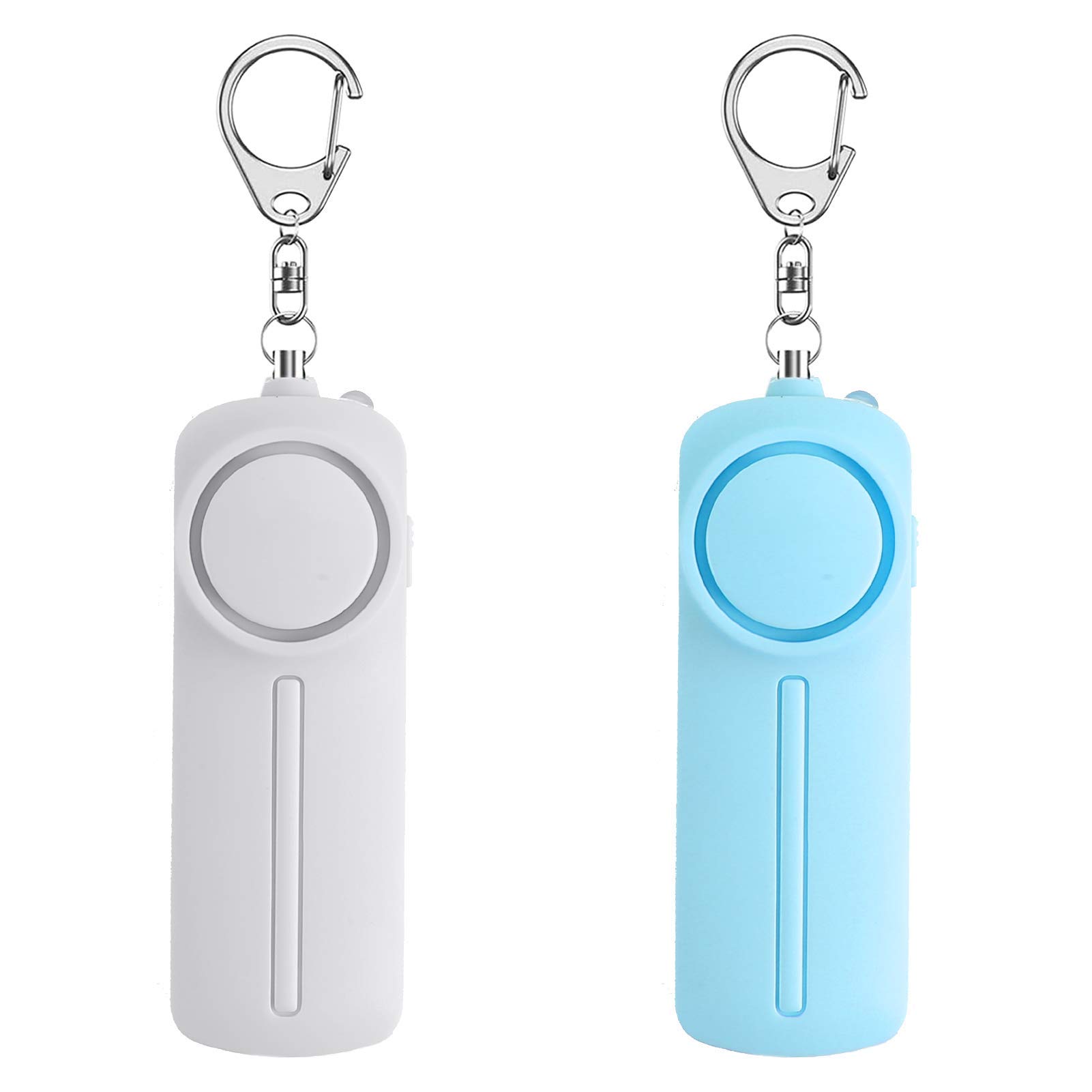 HHJPersonal Alarm Keychain with LED Light, 130 dB Siren Emergency Self Defense Safety Alarm Security Sound Whistle Alarming Apparatus for Outdoor Women Kids Elderly, Anti-rape Device-White+blue