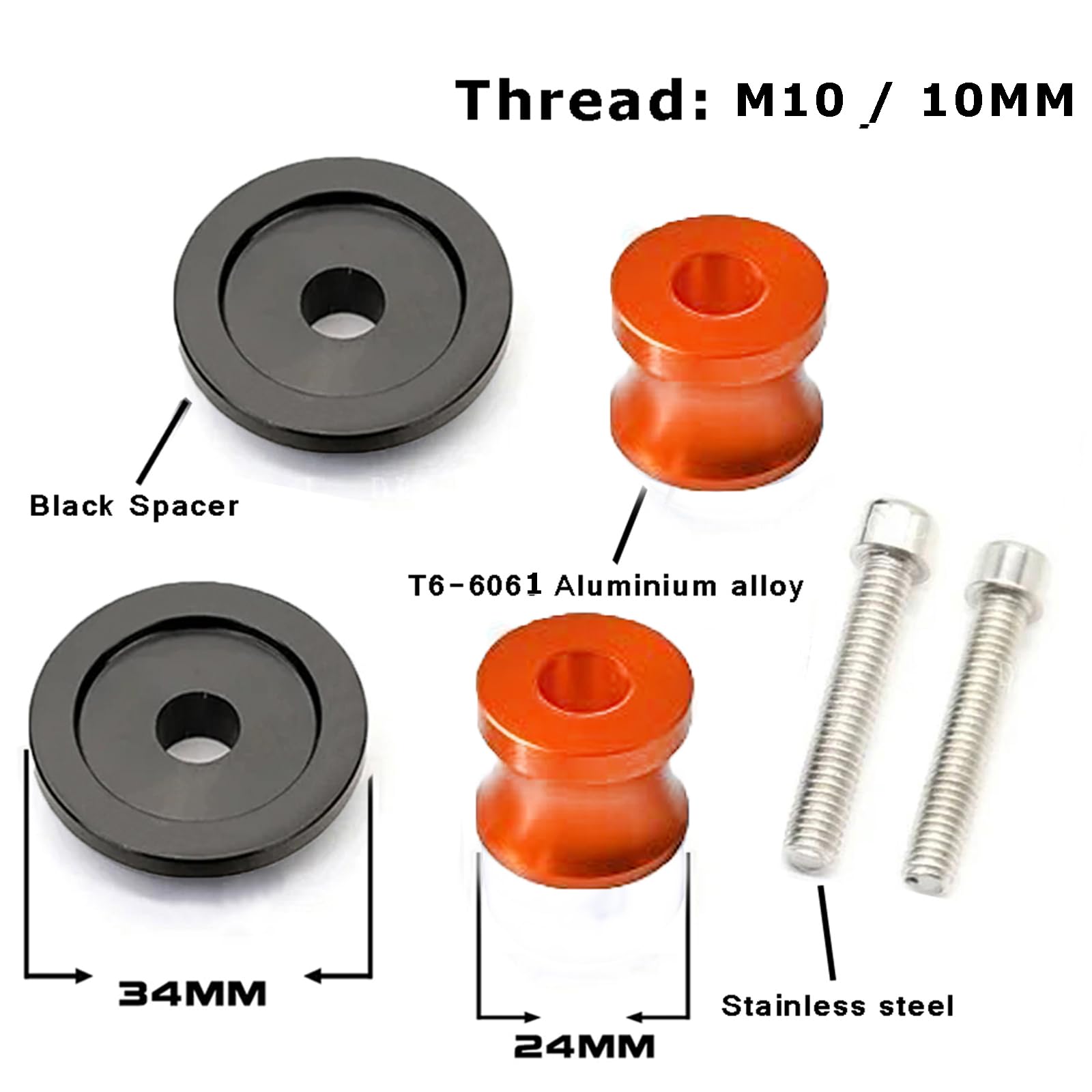 QJY M10 Moto Nottolini Cavalletto Appoggi 10MM Diabolos Universal per K&-TM 390 ADV 790 890 Adventure 2020 2021 2022 2023 2024 -Arancia