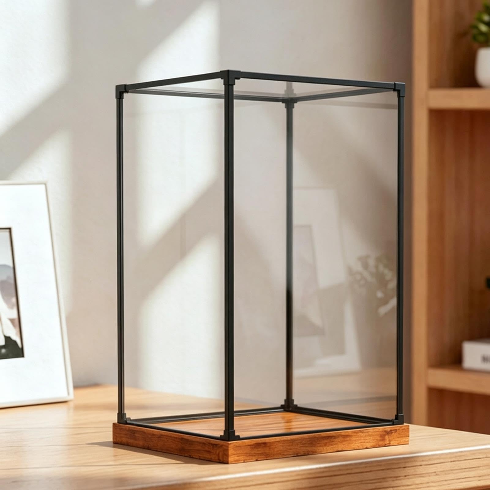 Vetrina Espositiva Vetrina Acrilico Prova Polvere con Base Legno