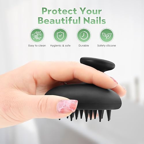 Miniatura 5 de BSSUEENB Cepillo masajeador de cuero cabelludo para el cabello, cepillo de silicona para el crecimiento del cabello y eliminación de la caspa,