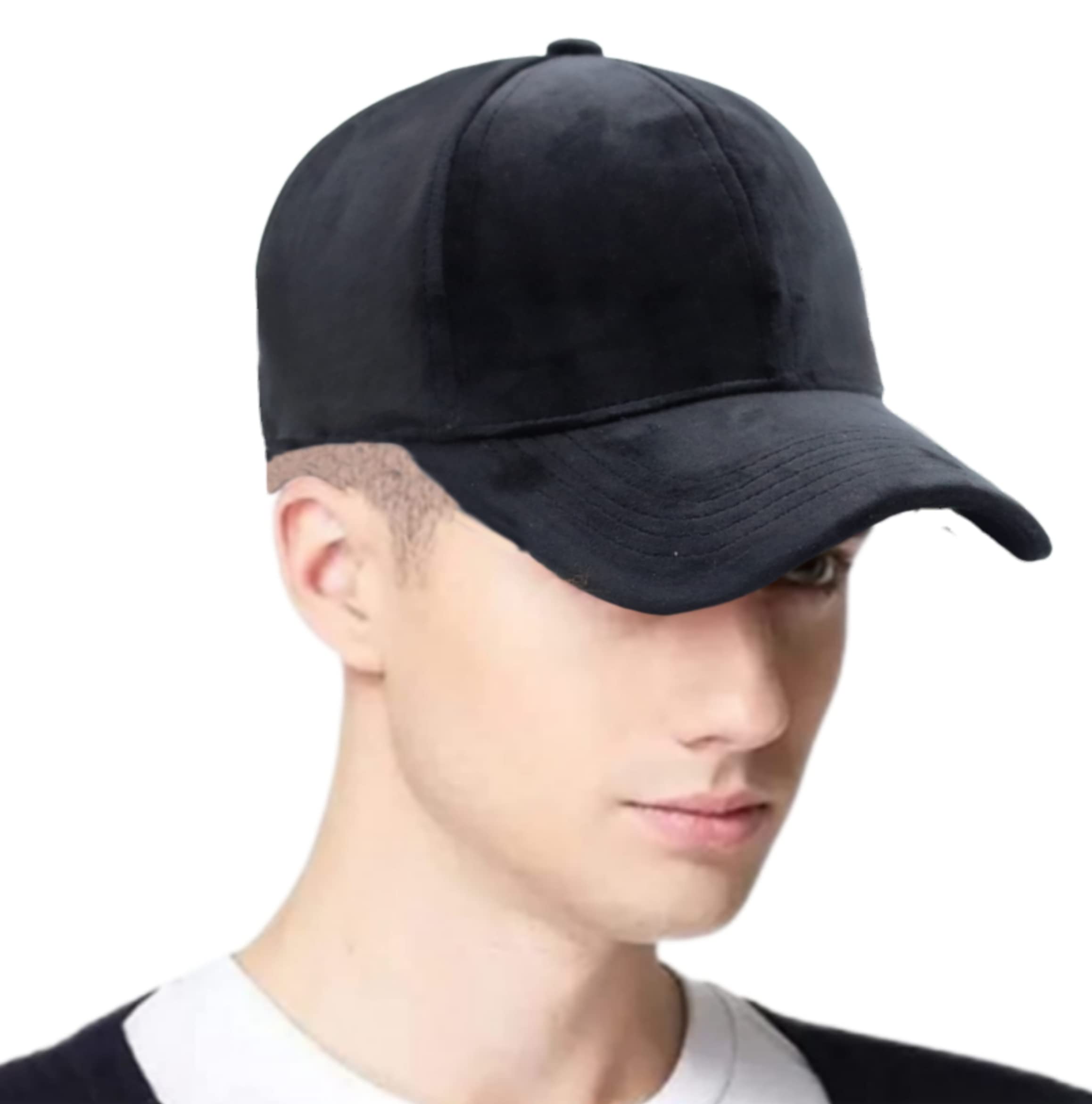 JAZAAClassic Style Velvet Baseball Cap 6 Panel Fashionable Adjustable Sports Hat for Men Women (Grey)