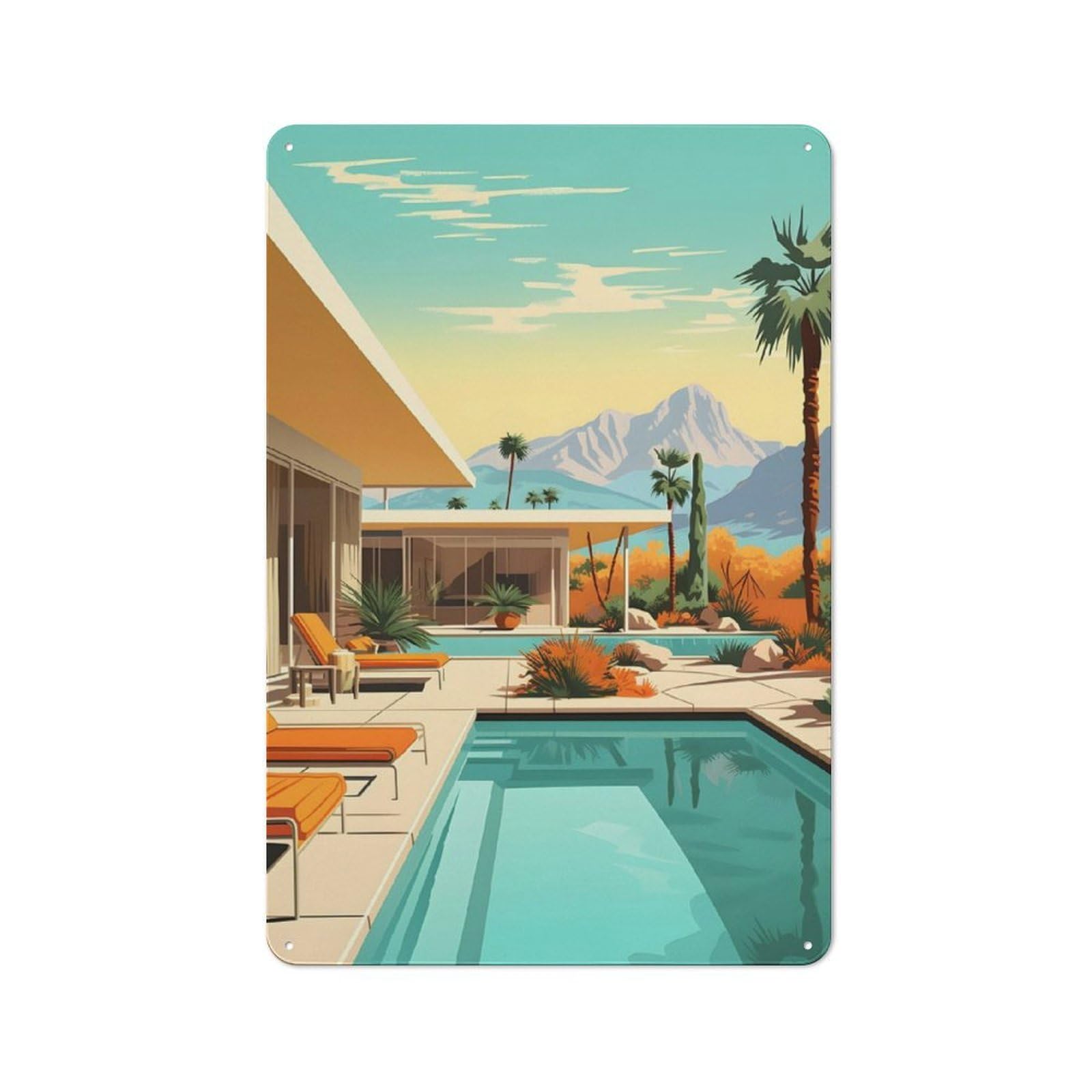 Junmoney Palm Springs Metal Wall Sign 30X20cm Featuring For Living Room Wall, For Decorating Living Rooms And Feature Walls