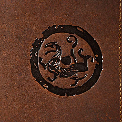 Retro Genuine Leather Bifold Wallet for Men with Removable Chain Checkbook Organizer Design (Brown,M)4