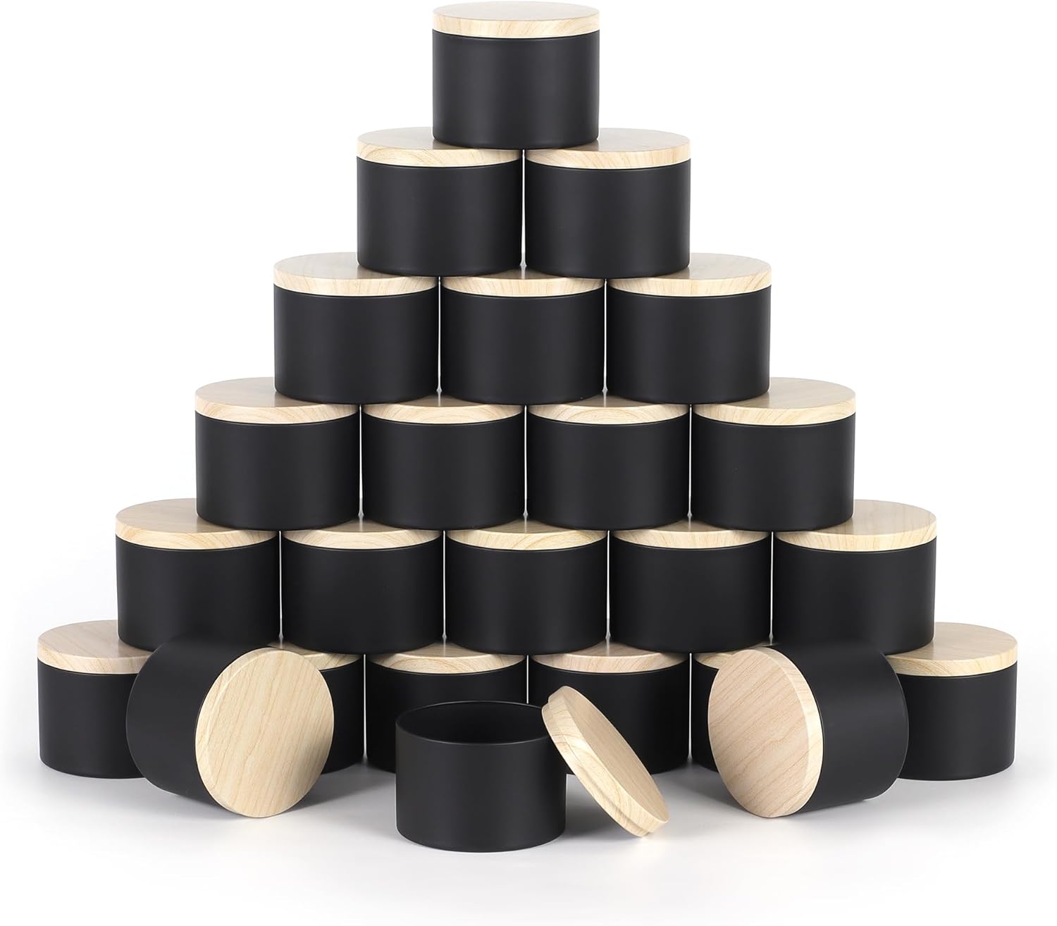 Thelextcc 24 Pack 4 oz Black Candle Tins with Lids,4oz Candle Jars for