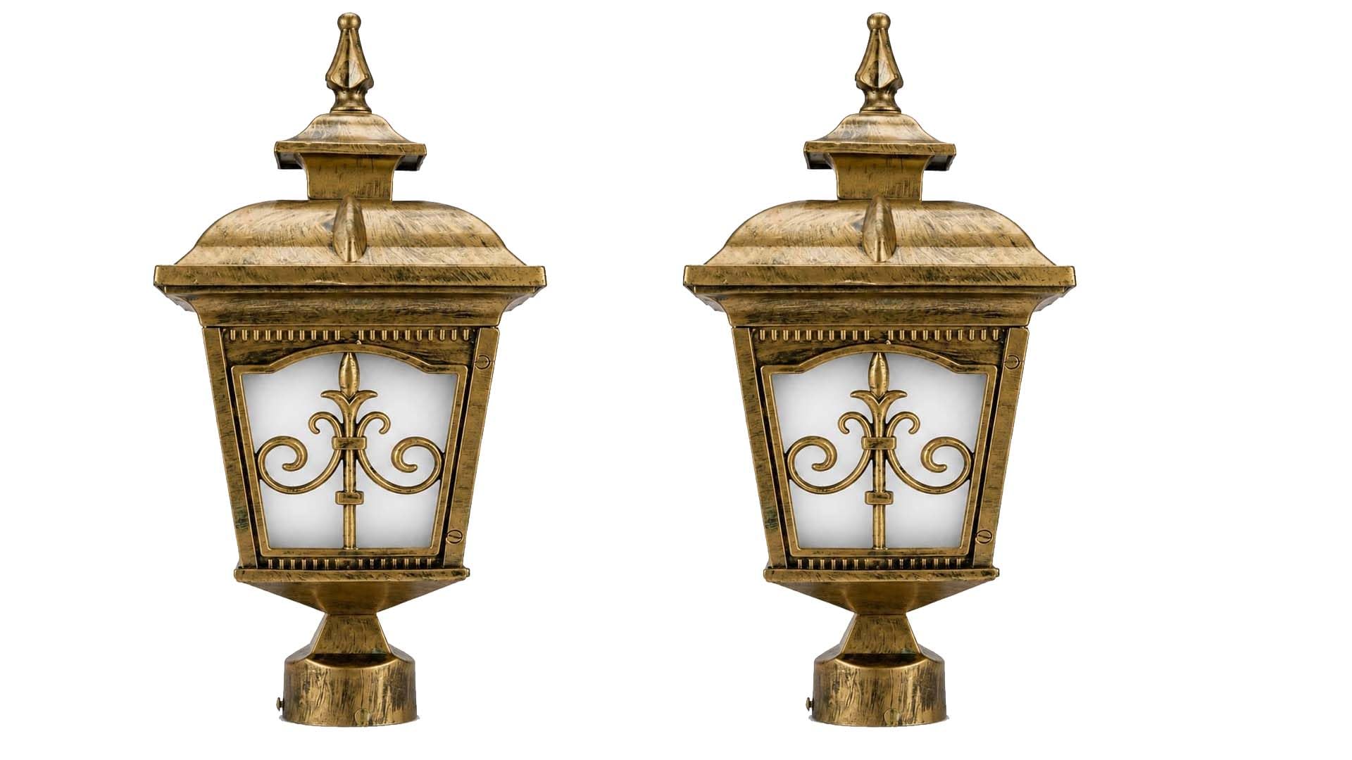 Antique Gold Outdoor Gate Pillar Post Light, Pack of 2 | Frosted Glass Shade, Weather Resistant Finish, Rust Resistant, Indoor & Outdoor Use, Corrosion-Resistant Body-picture-10