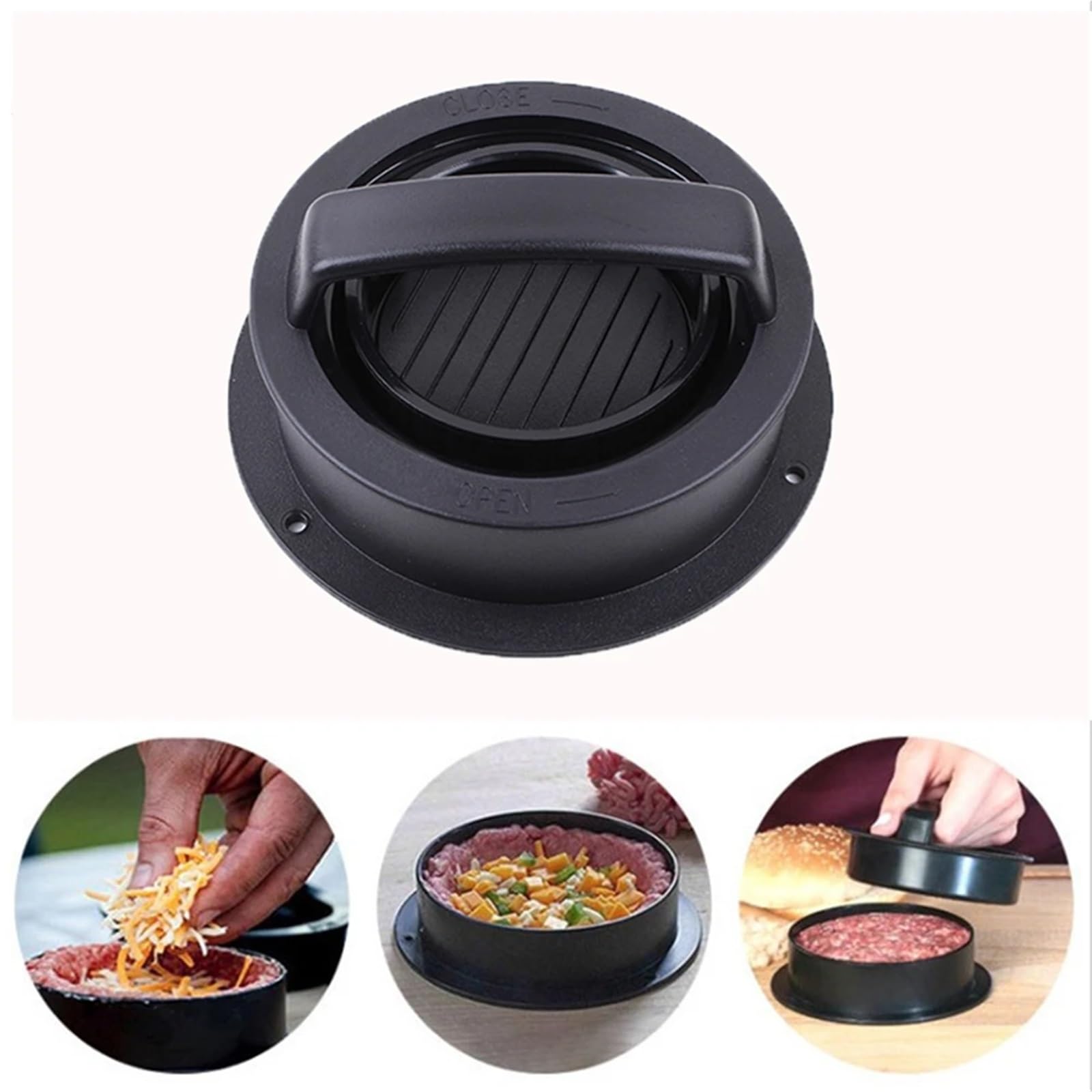 QZGTDMYG Küche runde Form Burgerpresse Hamburger Maker Hamburgerpresse Fleisch Rindfleisch Grill Patty